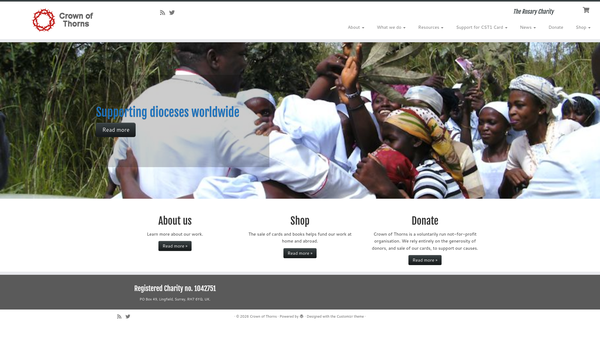 Screenshot of the Crown Of Thorns website