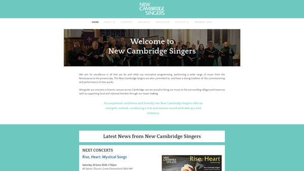 Screenshot of the New Cambridge Singers website