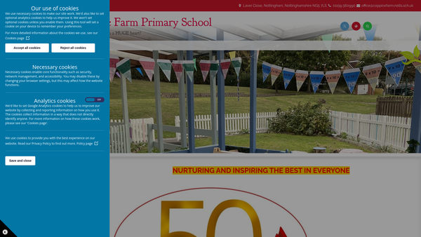Screenshot of the Coppice Farm Primary School Fund website