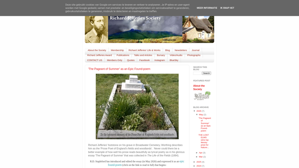 Screenshot of the The Richard Jefferies Society website
