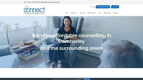 Screenshot of the Connect Counselling Service website