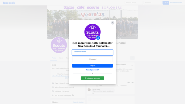 Screenshot of the 17th Colchester Sea Scout Group website