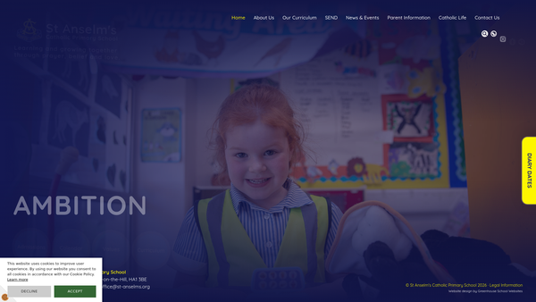 Screenshot of the St Anselm's School Staff And Parents' Association website