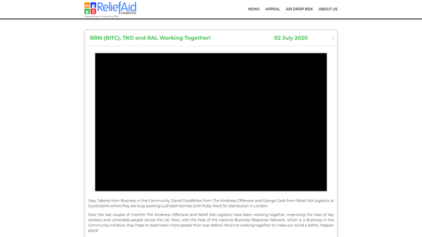 Screenshot of the Relief Aid Logistics website