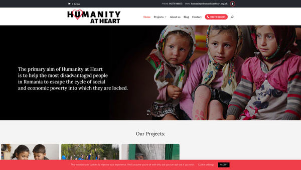 Screenshot of the Humanity At Heart website
