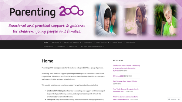 Screenshot of the Parenting 2000 website