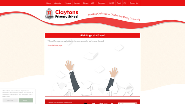 Screenshot of the Claytons PTA website