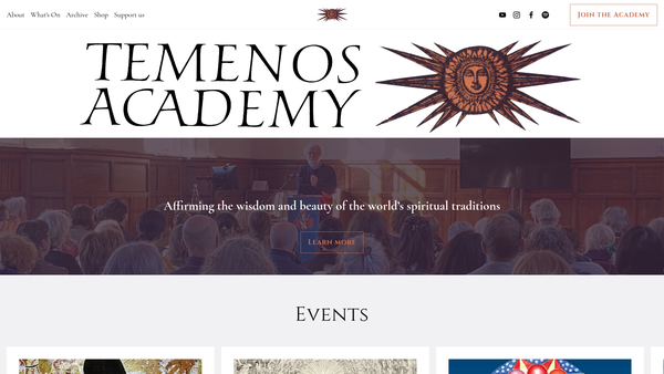 Screenshot of the The Temenos Academy website