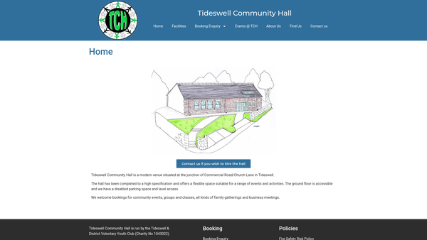 Screenshot of the Tideswell And District Voluntary Youth Club website