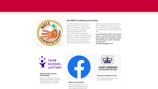 Screenshot of the Market Weighton Infant School Fund Raising Committee(pta) website
