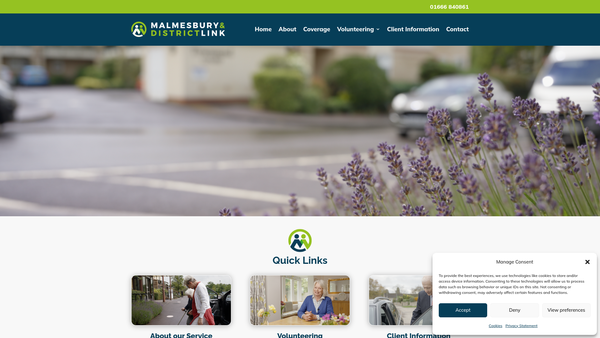 Screenshot of the Malmesbury And District Link website