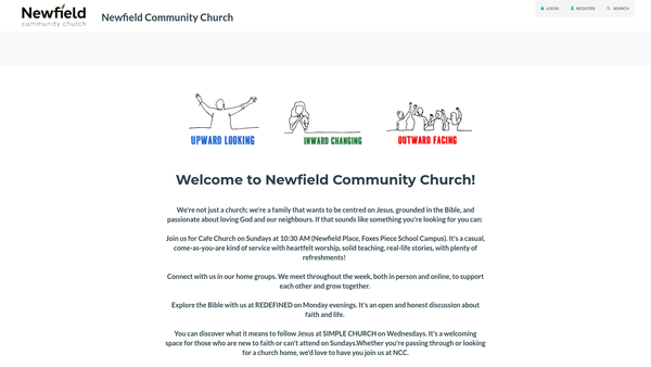Screenshot of the Newfield Community Church Trust website