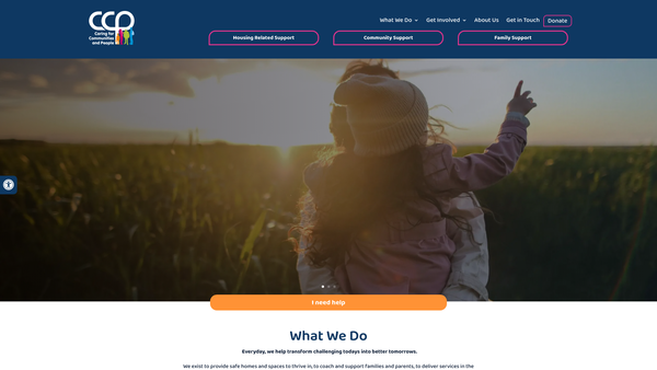Screenshot of the Caring for Communities and People website