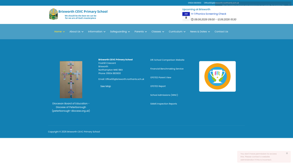 Screenshot of the The Friends Of Brixworth V.C. Primary School website
