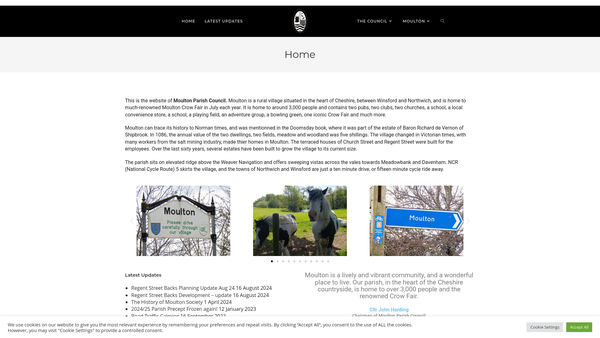 Screenshot of the Moulton Childrens Playing Fields website