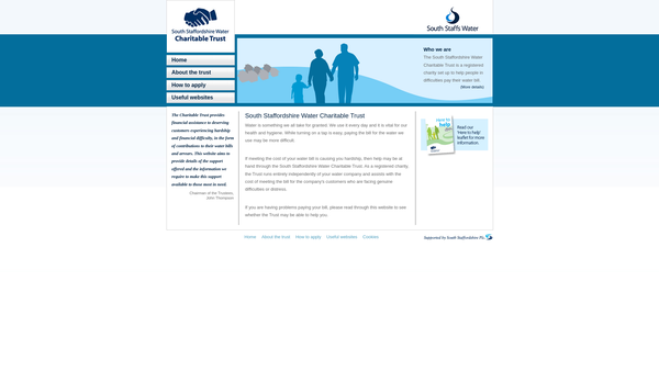 Screenshot of the The South Staffordshire Water Charitable Trust website