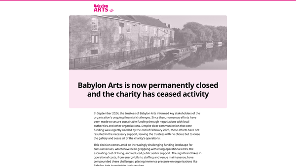 Screenshot of the Adec (Arts Development In East Cambridgeshire) website