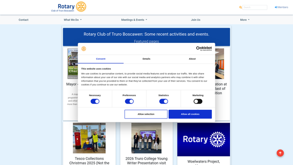 Screenshot of the The Rotary Club Of Truro Boscawen Trust Fund website