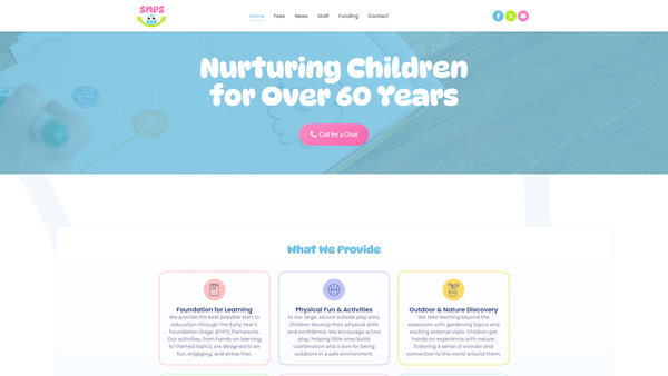 Screenshot of the St Michaels Pre-School website