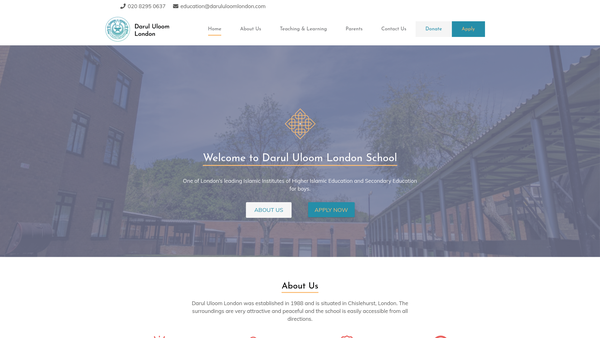 Screenshot of the Darul-Uloom School London website