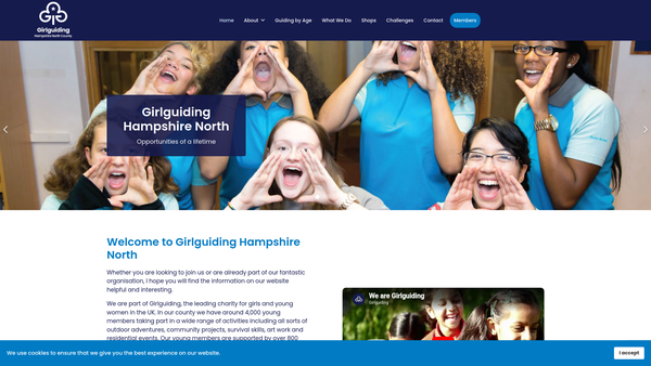 Screenshot of the Hampshire North Guide Association website