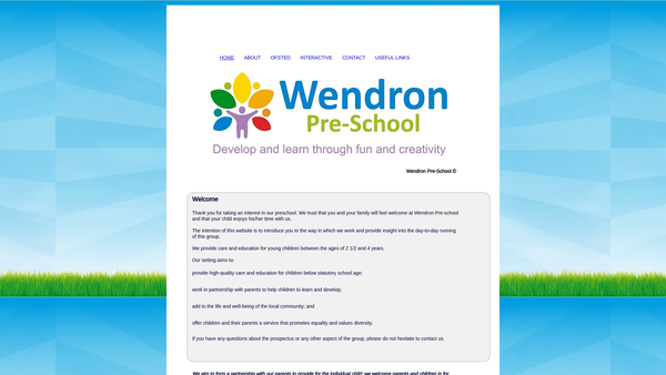 Screenshot of the Wendron Preschool website