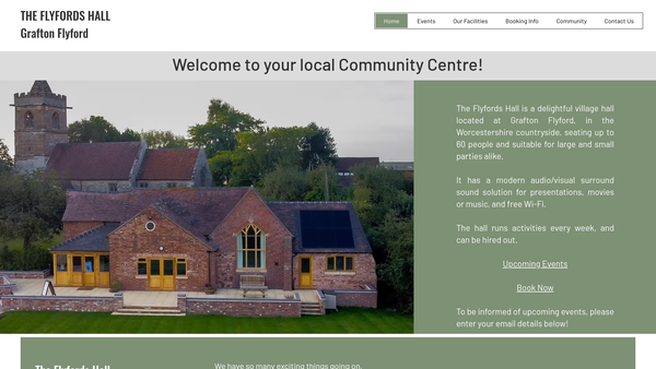 Screenshot of the Three Parishes Hall website