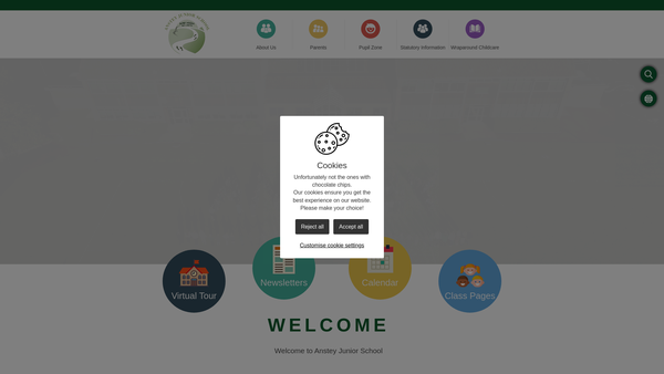 Screenshot of the Anstey Junior School P.T.A. website
