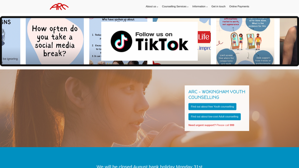 Screenshot of the Wokingham Youth Counselling And Information Service website