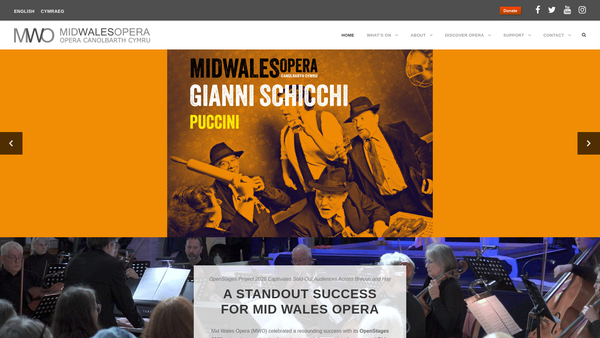 Screenshot of the Mid Wales Opera Limited website