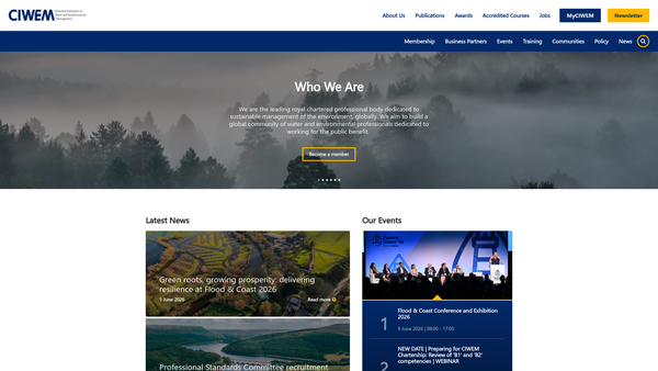 Screenshot of the The Chartered Institution Of Water And Environmental Management website