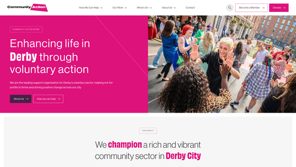 Screenshot of the Community Action Derby Ltd website