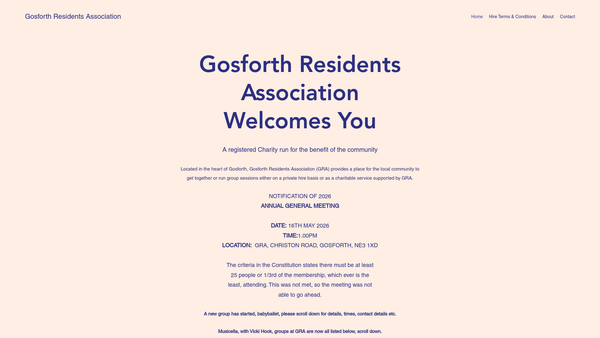 Screenshot of the Gosforth Residents Association website