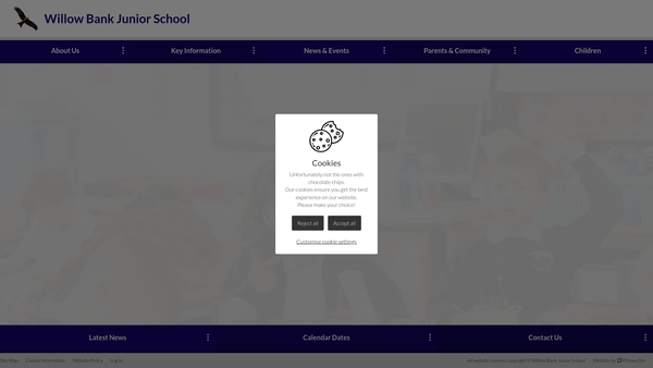 Screenshot of the Willowbank Junior School Association website