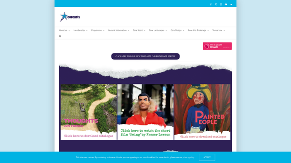 Screenshot of the Core Arts website