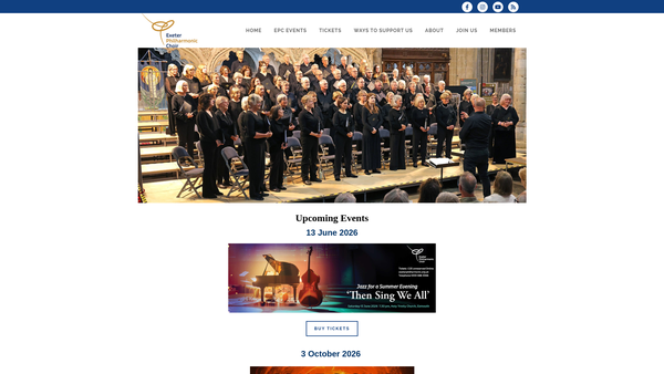 Screenshot of the Exeter Philharmonic Choir website
