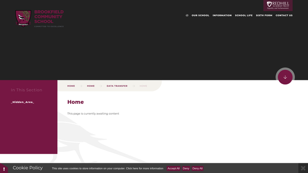 Screenshot of the Brookfield Parent And Friends Association website
