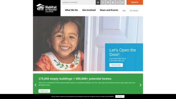 Screenshot of the Habitat For Humanity Great Britain website