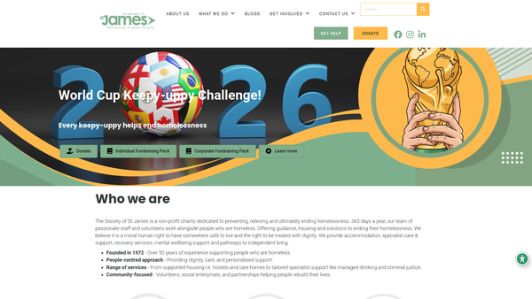 Screenshot of the The Society Of St James website