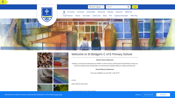 Screenshot of the St Bridget's School Parents Association website