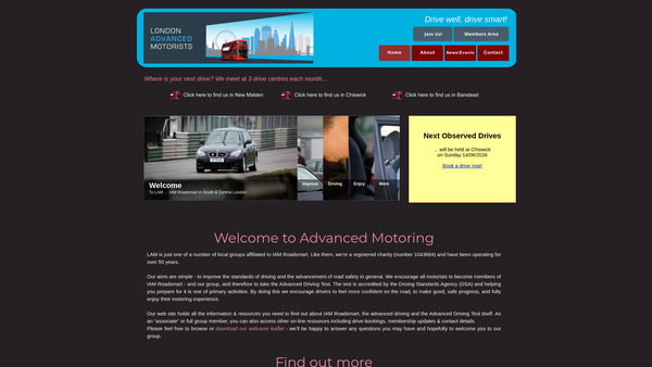 Screenshot of the London Advanced Motorists website