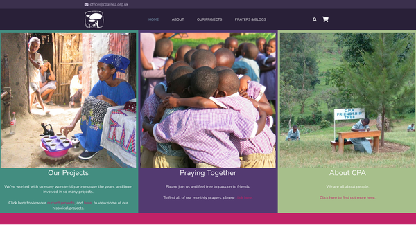 Screenshot of the Christian Partners In Africa website