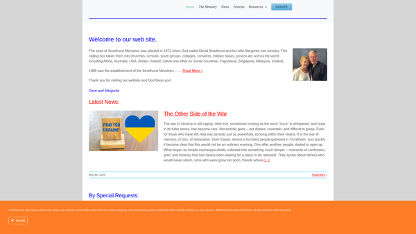 Screenshot of the Smethurst Ministries Trust website