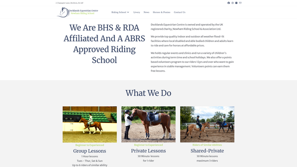 Screenshot of the Newham Riding School And Association Limited website