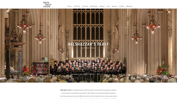 Screenshot of the City Of Bath Bach Choir website