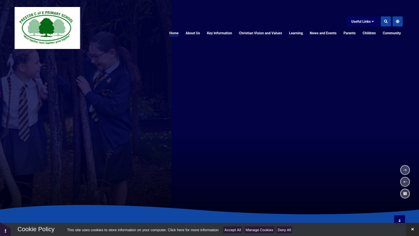 Screenshot of the Preston Cof E V.C. Primary School Parent Teacher Association website
