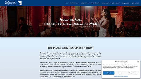 Screenshot of the The Peace And Prosperity Trust website
