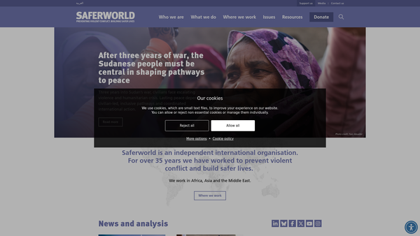 Screenshot of the Saferworld website