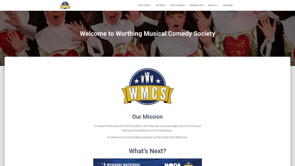 Screenshot of the The Worthing Musical Comedy Society website