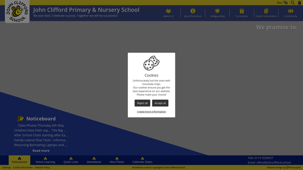 Screenshot of the John Clifford School Fund website